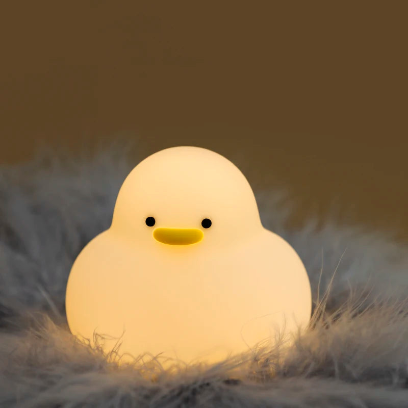 Bonita luz nocturna de pato, lámpara LED Kawaii, luz nocturna recargable por USB, lámpara nocturna táctil para habitación, artefacto de descompresión para protección ocular