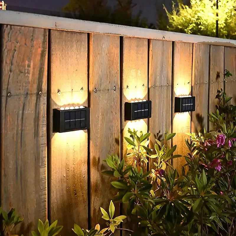 Lámpara Solar de pared para exteriores, luces solares impermeables con lente convexa hacia arriba y hacia abajo, iluminación para jardín, calle, paisaje, balcón, exterior, Dec