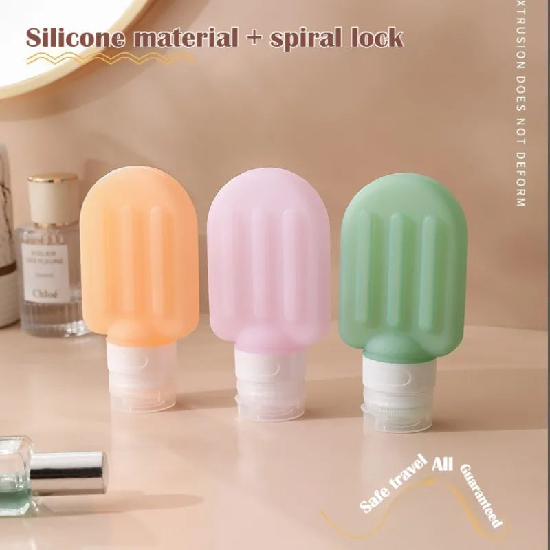 Juego de 3 Botellas Dispensadoras de Silicona Suave para Viaje, a Prueba de Fugas, Portátiles para Champú, Gel de Ducha, Maquillaje y Loción