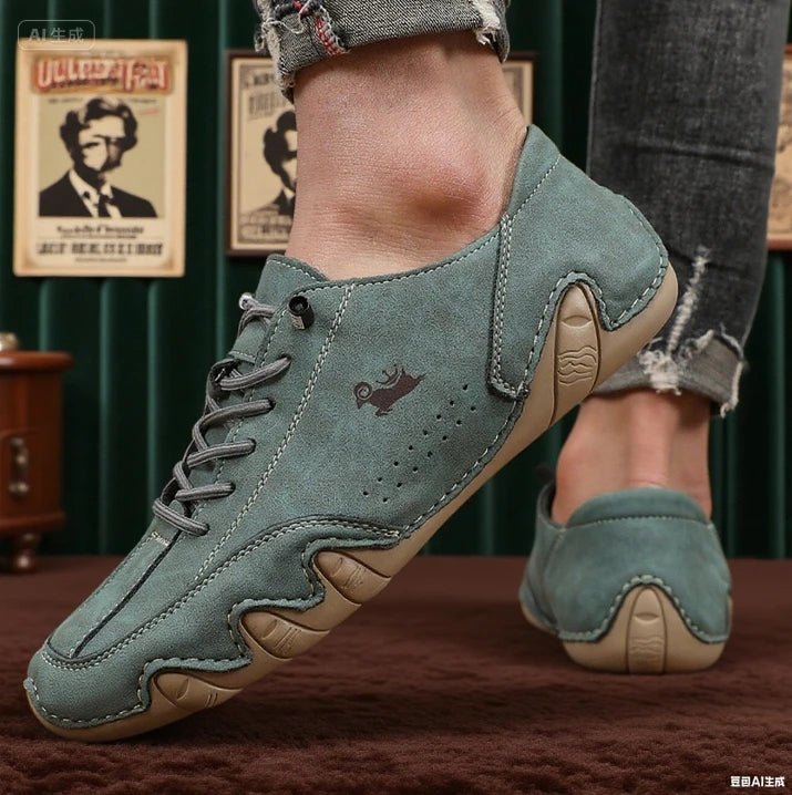 Botines para hombre con costuras a la moda, zapatos informales ligeros y cómodos para caminar, tenis transpirables, zapatos para conducir al aire libre