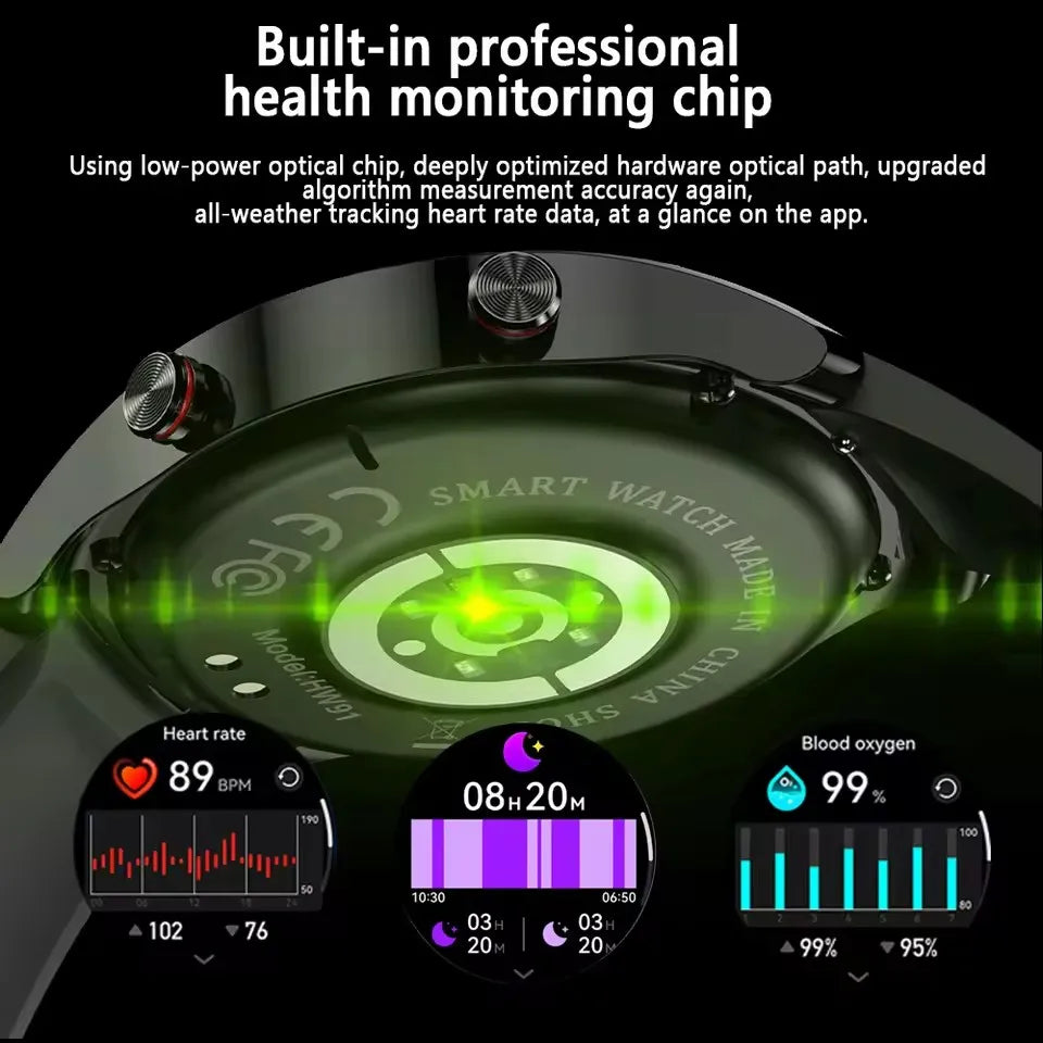 ECG + PPG Bluetooth llamada reloj inteligente hombres láser salud presión arterial Fitnes relojes deportivos hombre deportes impermeable Smartwatch + caja