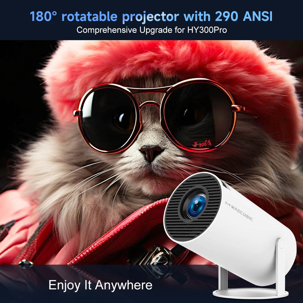 Proyector Magcubic HY300Pro+ 8k Android 14, Wifi Dual, 290ANSI, BT5.4, Proyector de Video para Cine, Portátil para Exteriores