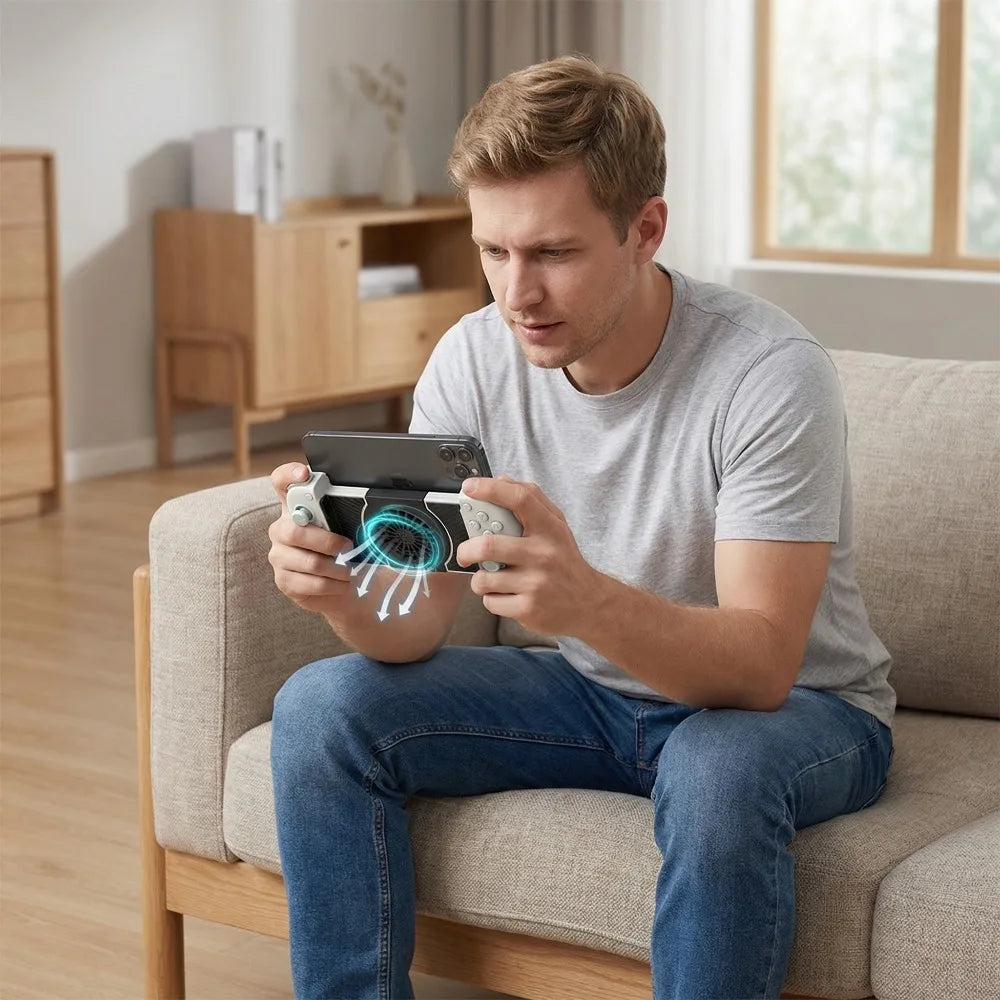 Controlador de Juego Inalámbrico con Ventilador de Refrigeración, Gamepad Extensible para Android, iOS, PC/Switch, Xbox con Joysticks de Efecto Hall