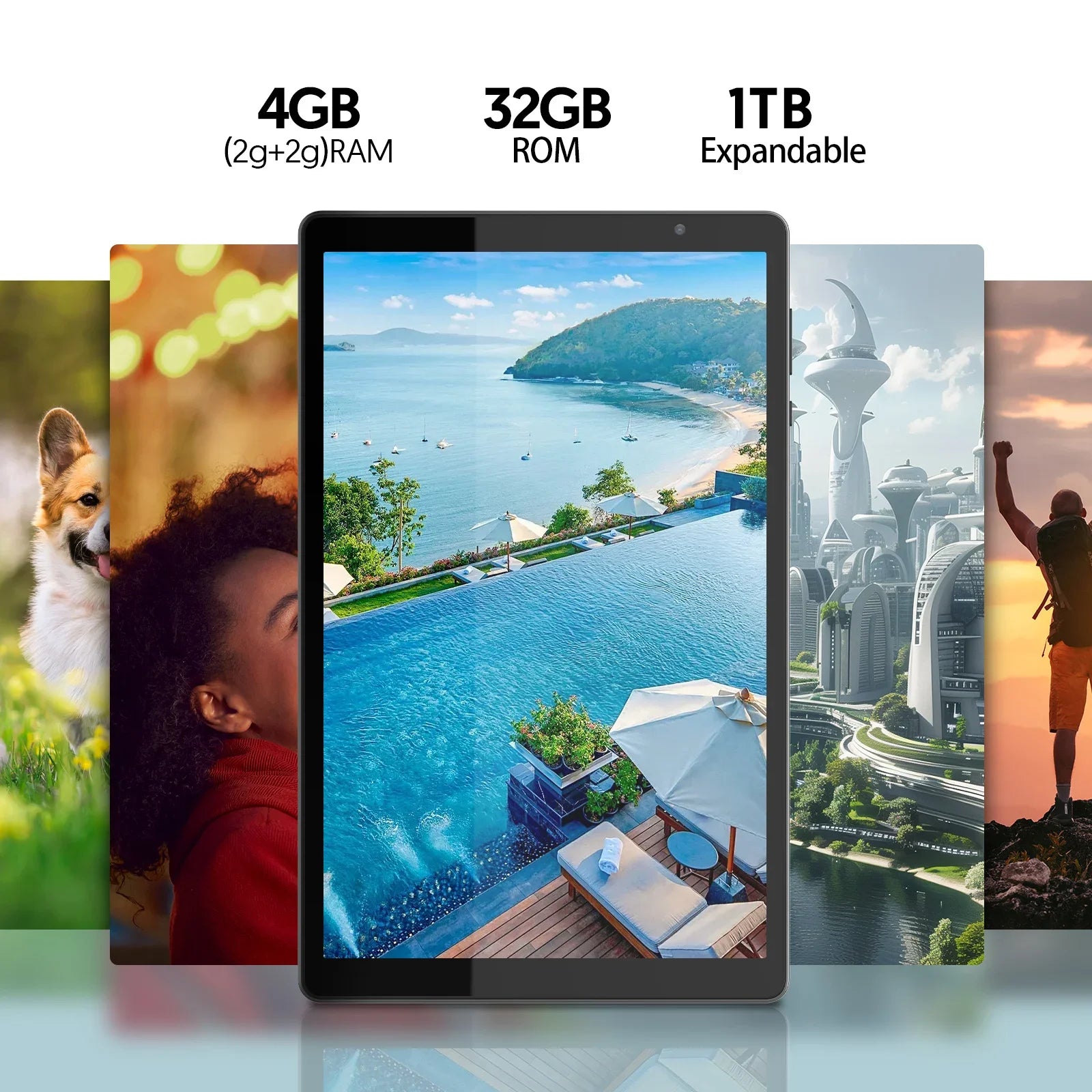 Tablet BAKEN Android 14 de 10 pulgadas, quad-core, 4GB RAM, 32GB, WiFi 5G