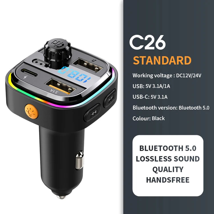 Transmisor FM Bluetooth 5.0 para Auto con Carga Rápida 22.5W