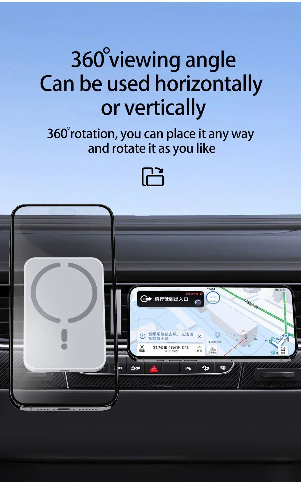 Cargador Inalámbrico Magnético para Coche, Soporte para Teléfono con Ventilación de Aire y GPS para Magsafe iPhone 17 16 15 14 13 12 Pro Max, Carga Rápida para Celular