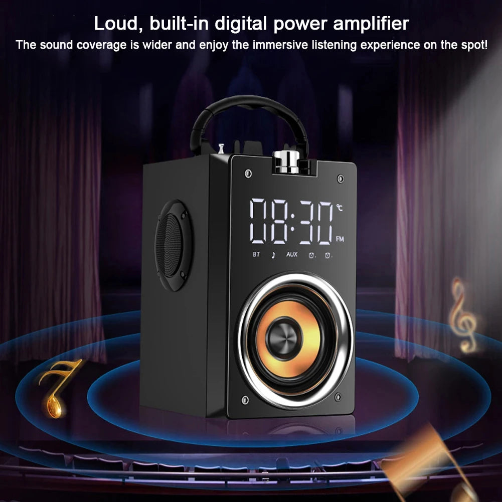 Altavoces Bluetooth inalámbricos de Supergraves de madera, Subwoofer estéreo portátil de alta potencia, Centro de música, soporte TF, Radio FM, HIFI BoomBox