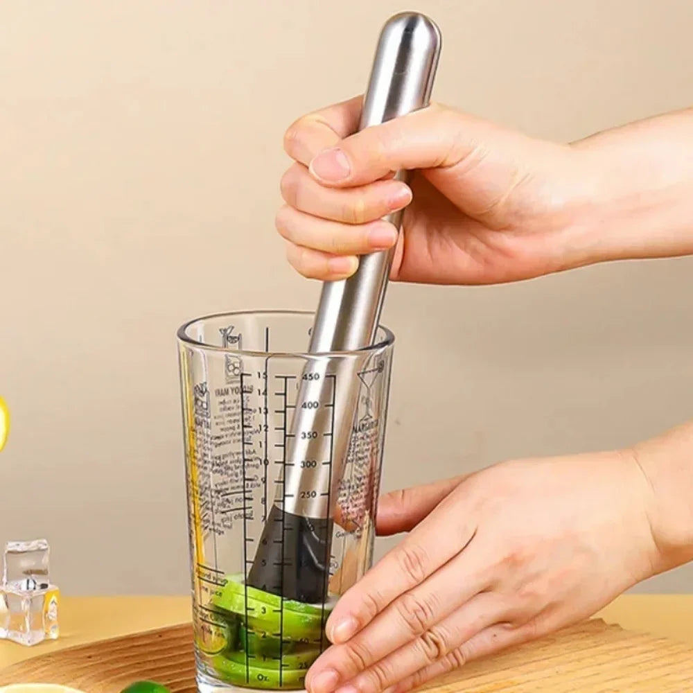 Muddler de Acero Inoxidable de 21/30CM, Herramienta de Barman, Triturador de Limones y Hielo para Mojitos, Bebidas de Frutas, Uso en el Hogar, Cocina y Bar