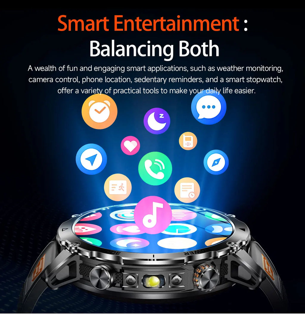Reloj Inteligente Deportivo Militar 1400mAh Bluetooth