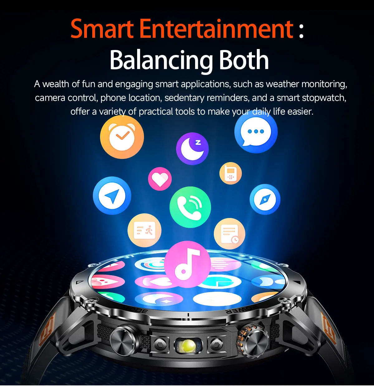 Reloj Inteligente Deportivo Militar 1400mAh Bluetooth