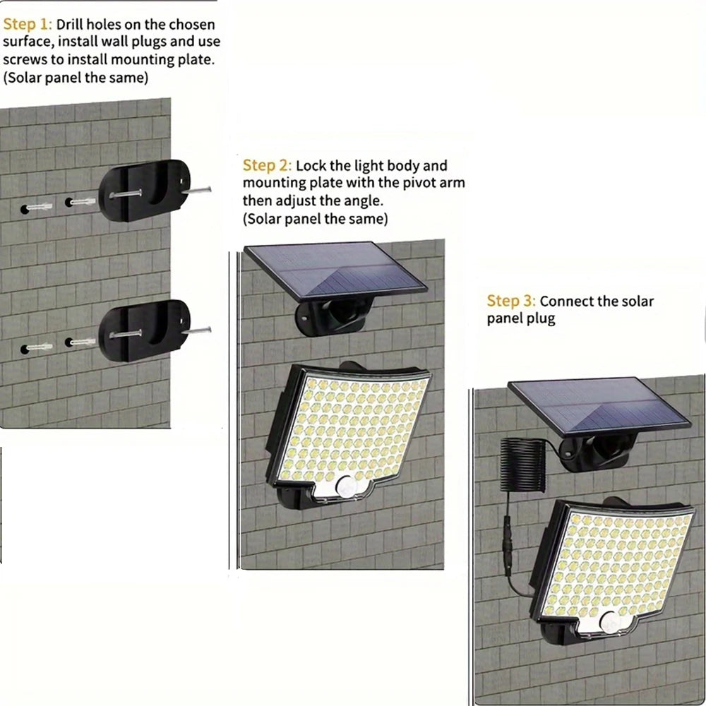 Lámpara Solar 106 LED para Exterior con Sensor de Movimiento Impermeable