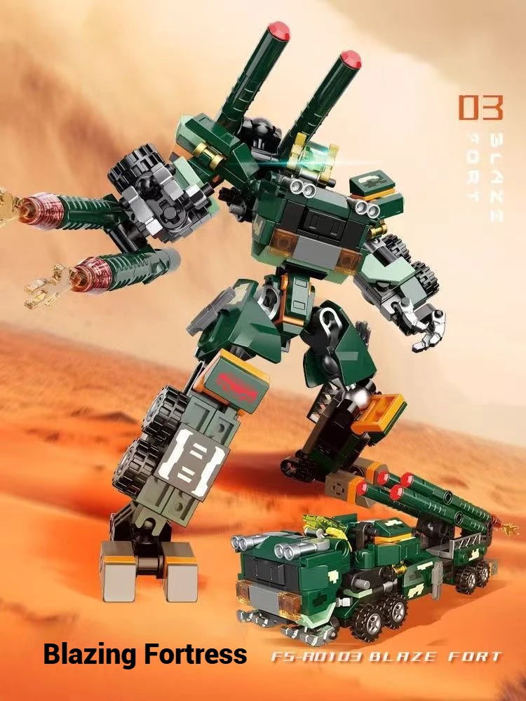 Robot transformador, decoración creativa para el hogar, modelo mecha, conjunto de bloques de construcción de juguete, juguete para regalo de cumpleaños para niños