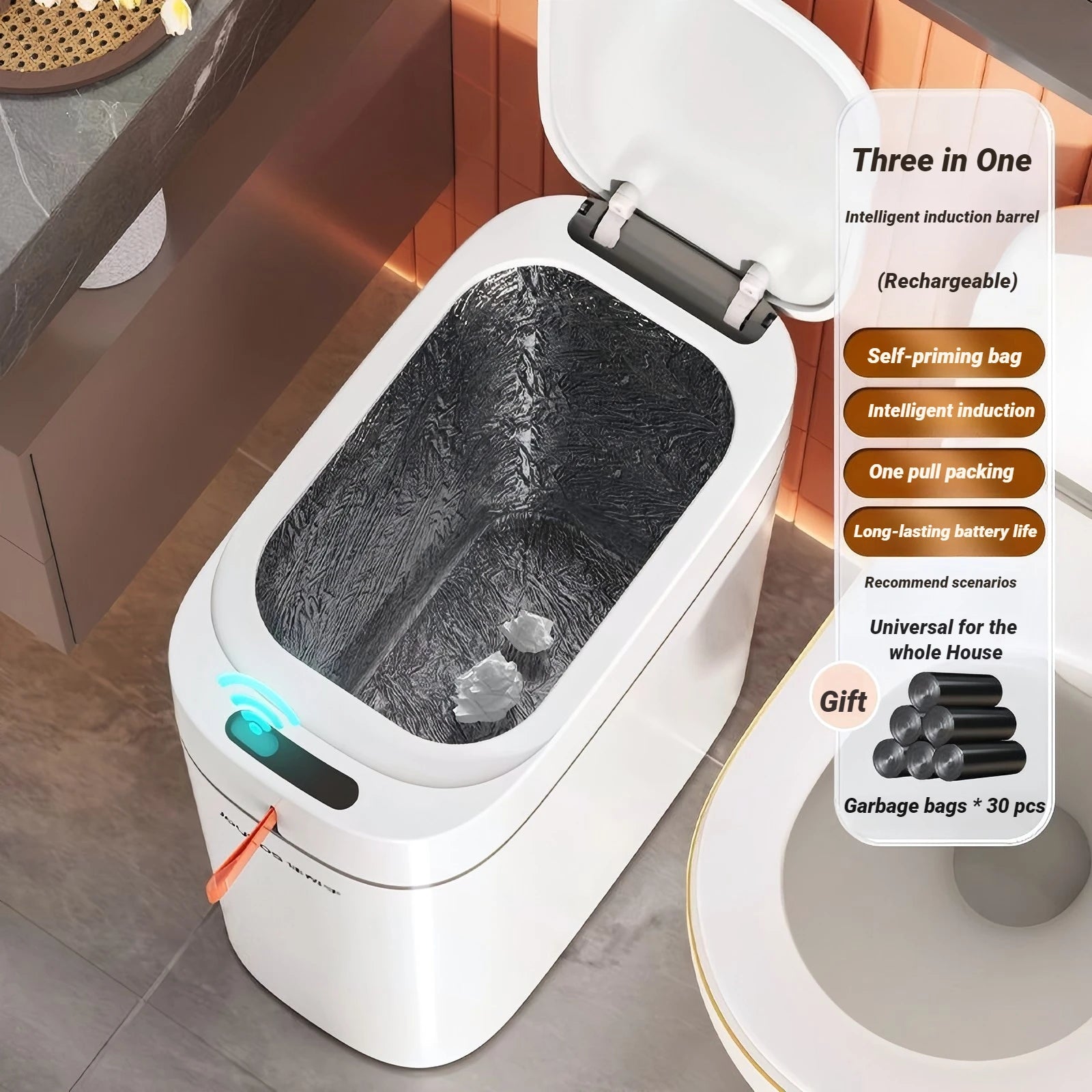 Cesto inteligente con sensor Joybos, adsorción automática de bolsas