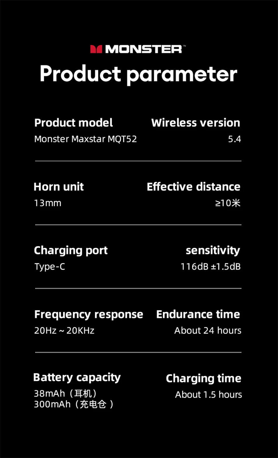 Auriculares Bluetooth Monster MQT52 TWS con Micrófono