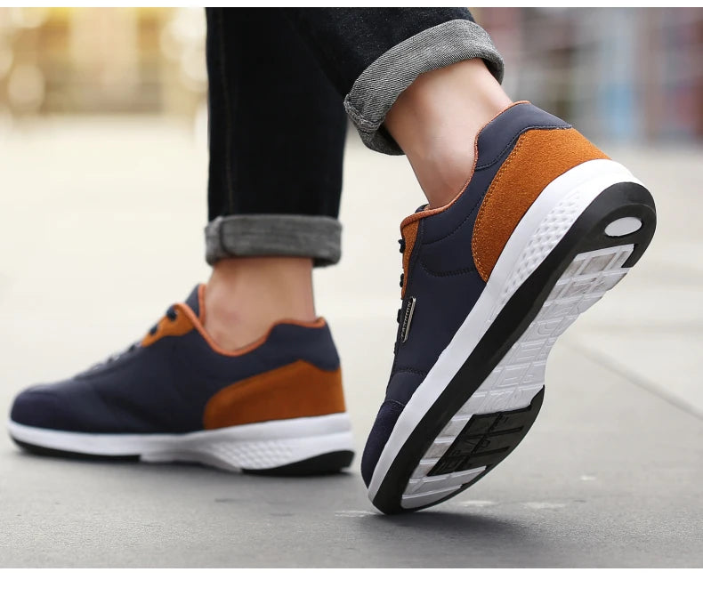 Zapatos YRZL para hombre, zapatillas impermeables para caminar para primavera y otoño, zapatos deportivos de cuero para hombre, zapatillas cómodas antideslizantes para hombre