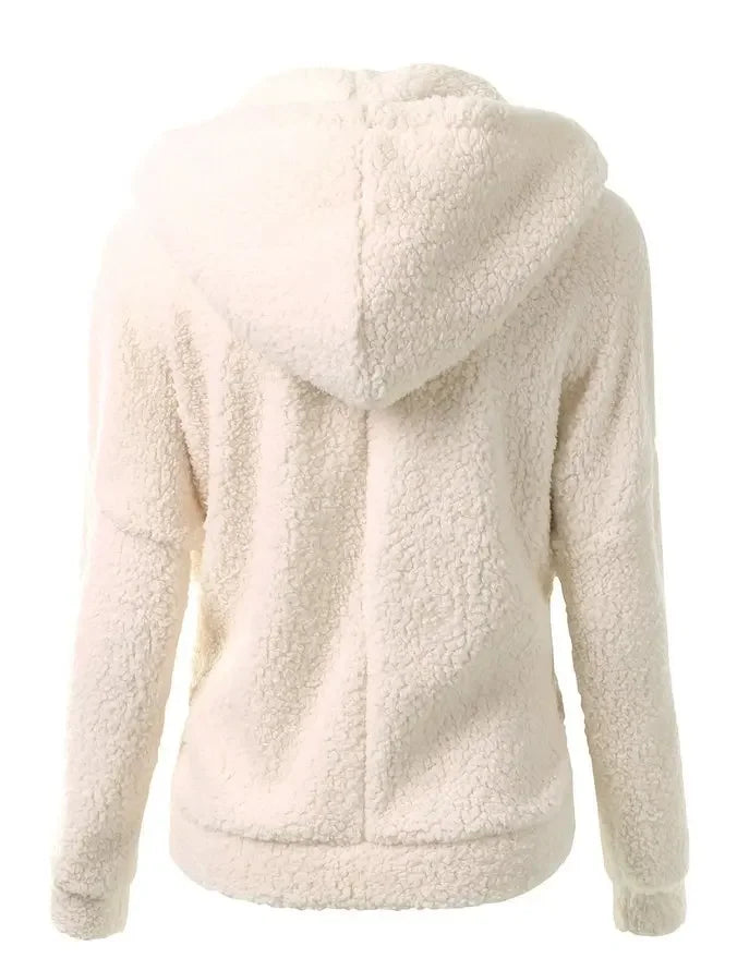 Chaqueta cálida de otoño e invierno para mujer, Sudadera con capucha informal 2025, sudaderas con capucha para mujer, sudadera con cremallera, abrigo liso de lana suave para mujer
