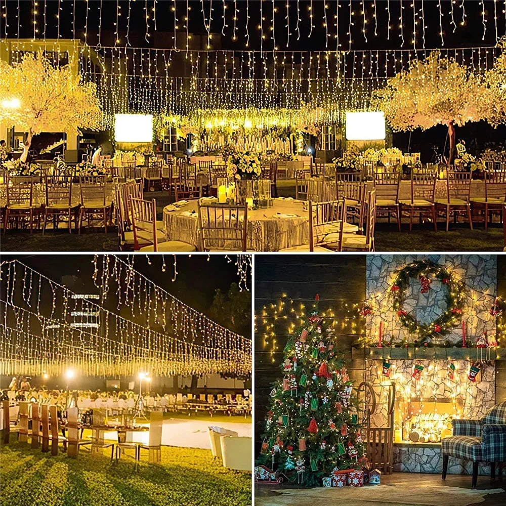 Guirnalda Solar LED en Forma de Carámbanos 3.5M para Jardín y Eventos