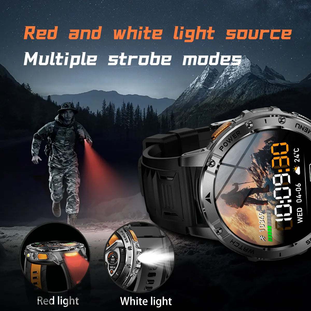 Reloj Inteligente 1400mAh AMOLED Linterna