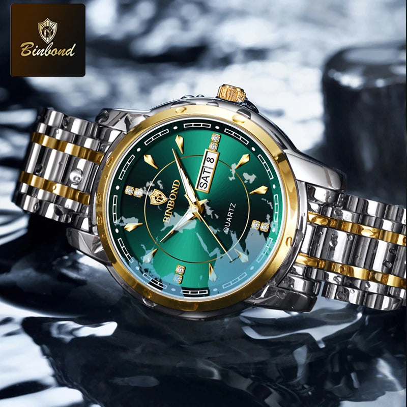 Reloj de Cuarzo BINBOND para Hombre de Negocios, Luminoso, Resistente al Agua