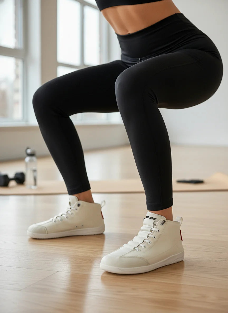 Zapatillas de Lona de Media Caña para Mujer HOBIBEAR, Botas Unisex de Punta Ancha Minimalistas, Zapatillas de Running Zero-Drop para Senderismo
