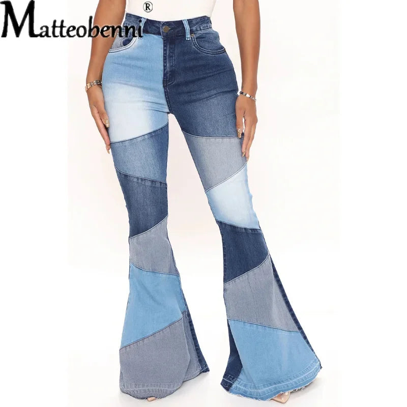 Pantalones Vaqueros Acampanados de Cintura Alta para Mujer
