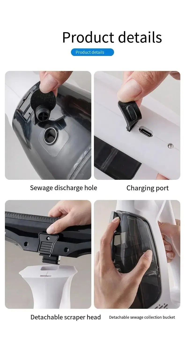Limpiador de Ventanas Eléctrico Multifuncional Inalámbrico, Recargable, Automático y Portátil