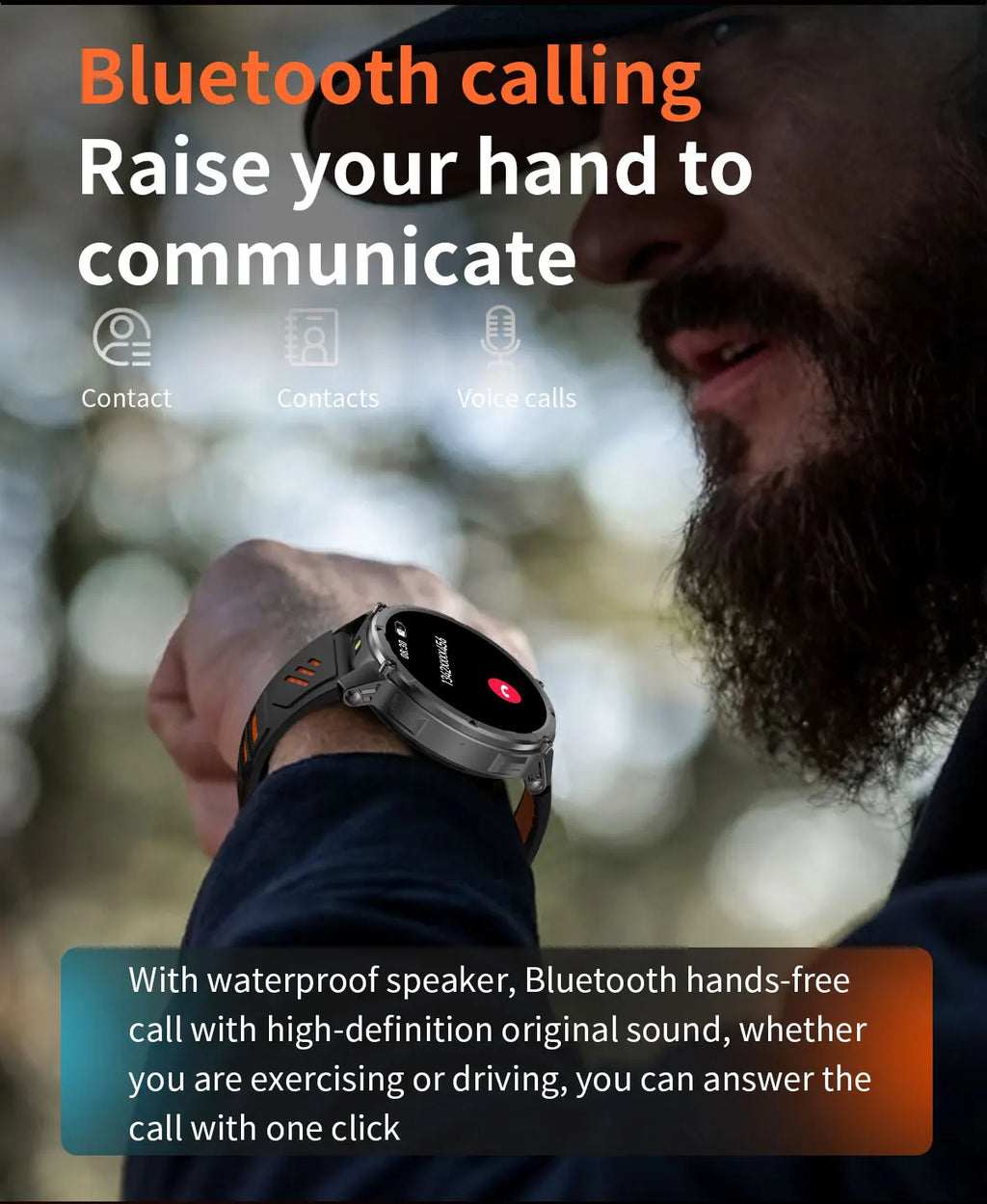 Reloj Inteligente HT33 con Linterna LED, Batería 1100mAh y Llamadas Bluetooth