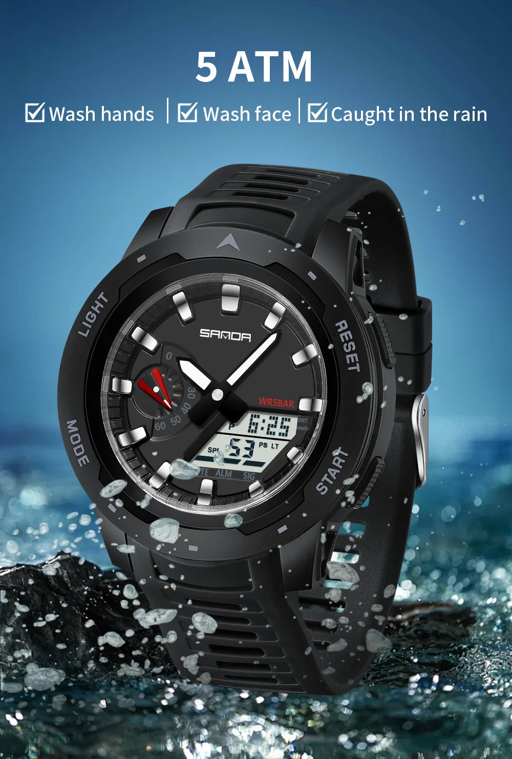 Reloj Deportivo SANDA LED Doble Pantalla para Hombre