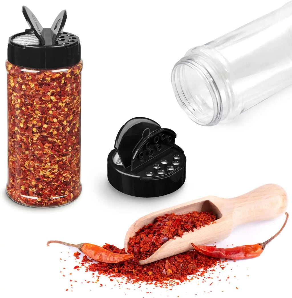 LMETJMA-tarro de especias de plástico transparente con tapas agitadoras, contenedores de condimentos para cocina, almacenamiento de especias en polvo, JT198