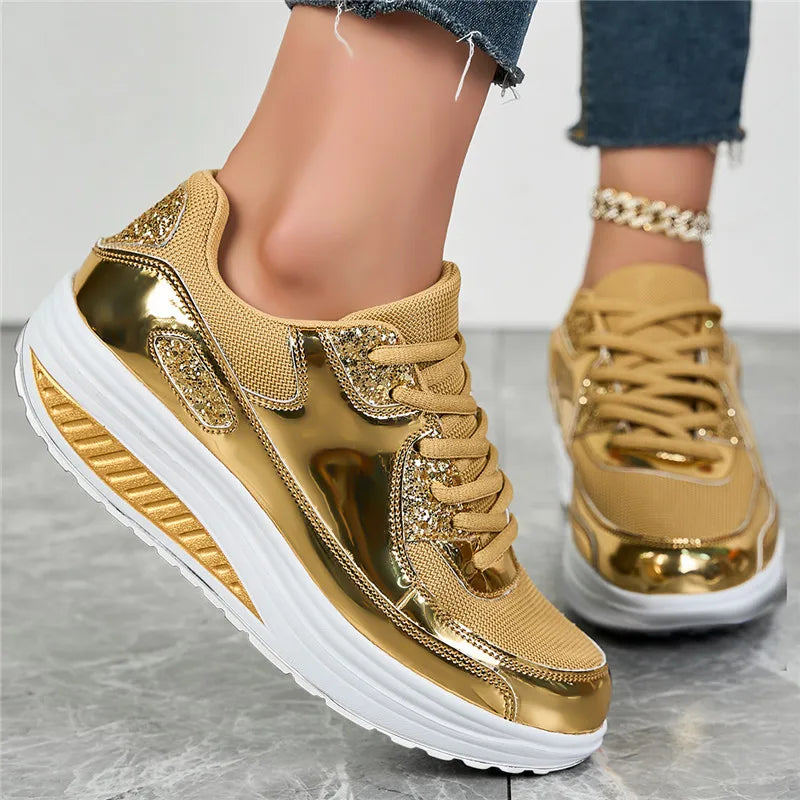 Zapatos deportivos de malla plana para mujer, calzado deportivo cómodo y transpirable con cordones, a la moda, para primavera y otoño
