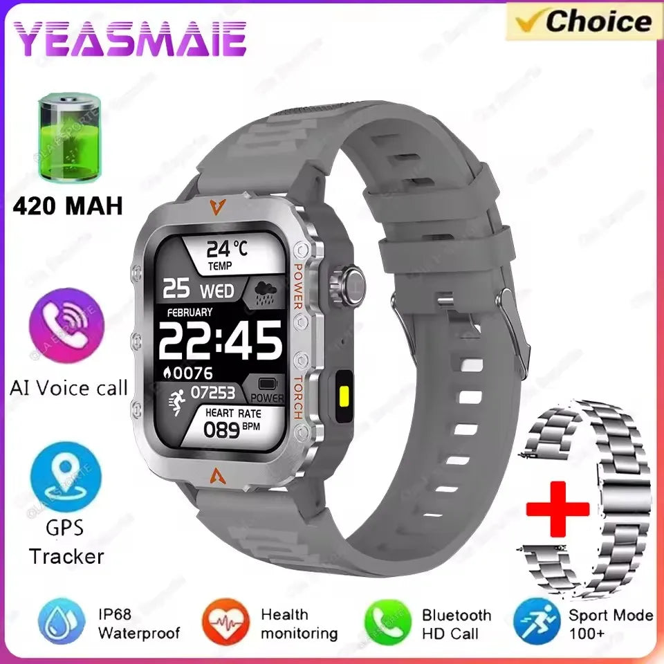 Reloj Inteligente Militar Resistente 2026, para Hombre, con Llamadas Bluetooth, Monitoreo de Salud, Voz AI, Deportivo, Resistente al Agua, para Android
