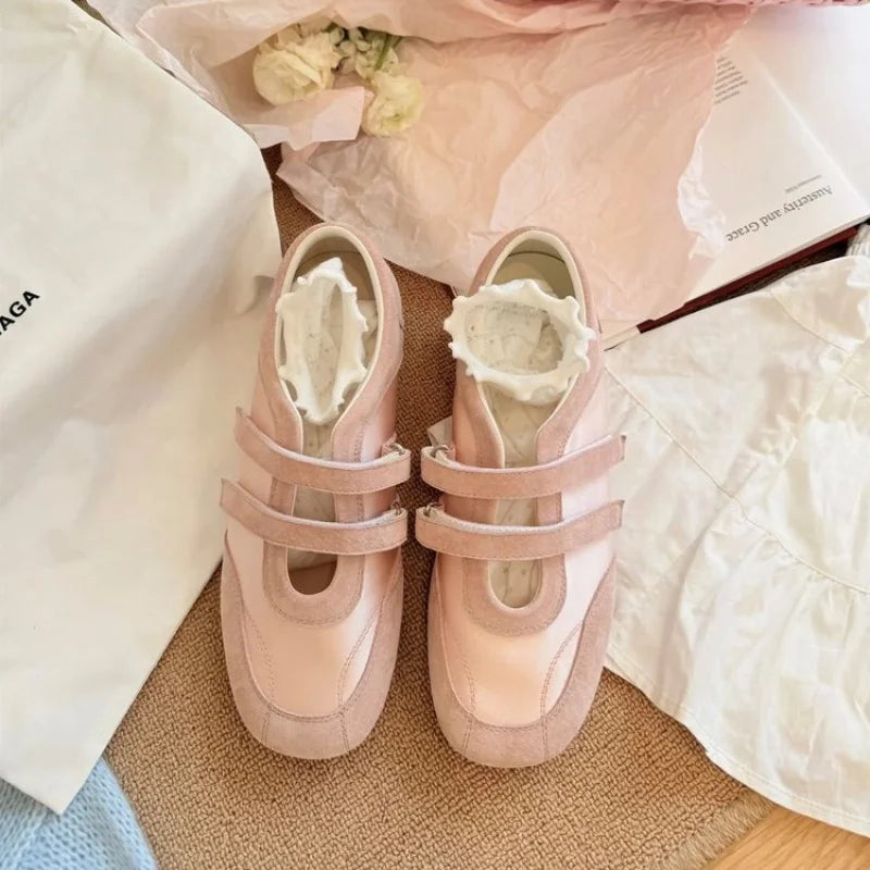 Zapatos Mary Jane para Mujer, Primavera-Otoño 2026 |   Zapatos Planos de Lona Estilo Francés |   Zapatos Casuales con Puntera Ancha, Suela Suave y Cierre de Velcro