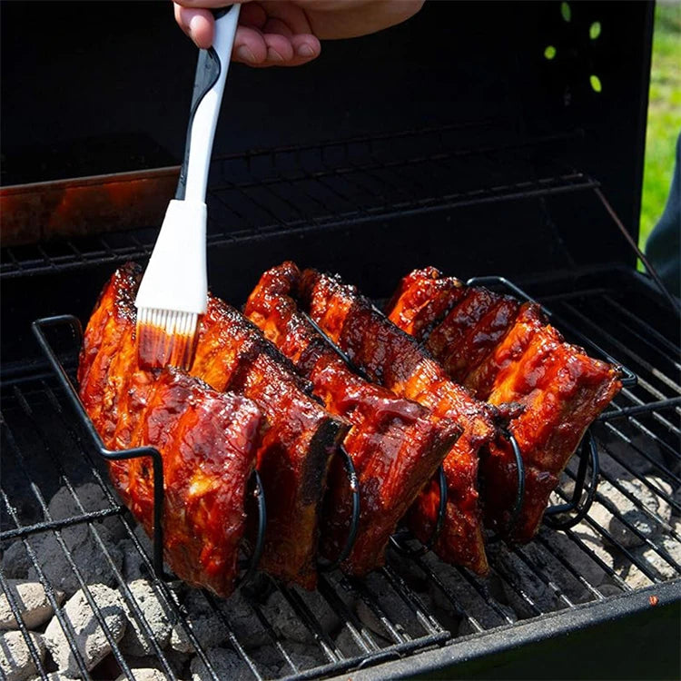 LMETJMA-estantes para costillas de barbacoa, soporte para asar carne y asar de acero recubierto antiadherente, con capacidad para 4 rejillas para parrilla de Gas JT25t