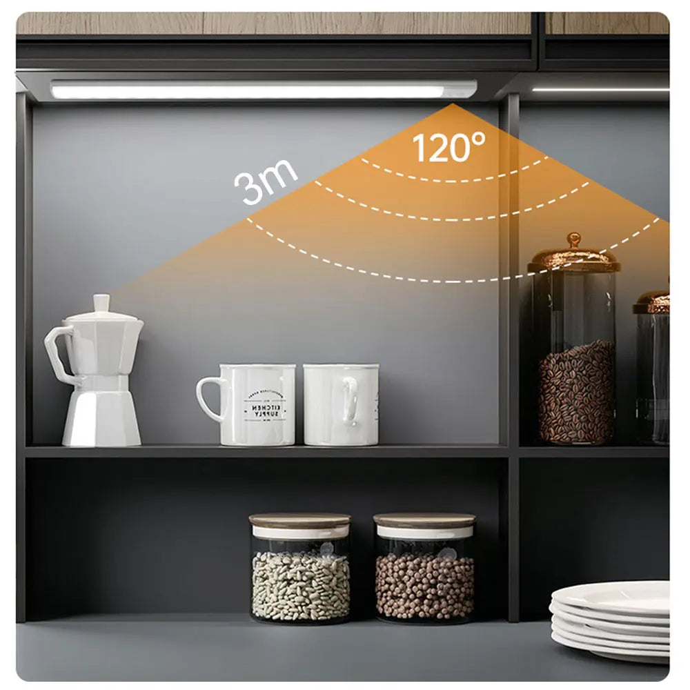 Luz Led con Sensor de movimiento recargable por USB para armario de cocina, iluminación de armario, luz nocturna LED de 10cm/20cm/40cm/60cm