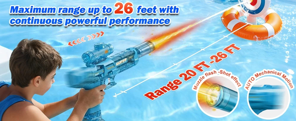 Pistola de Agua Eléctrica Automática para Verano Jardín Piscina
