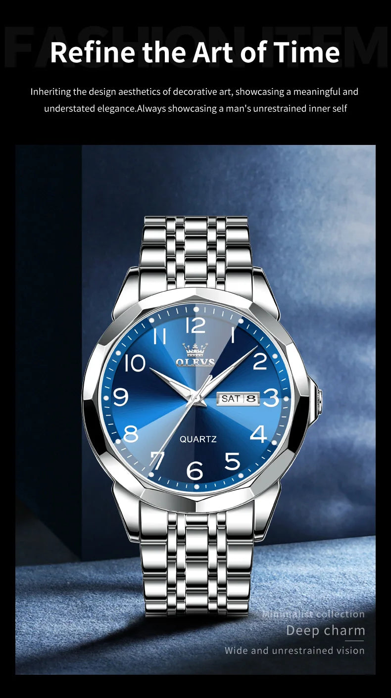 Reloj de Cuarzo Analógico para Hombre OLEVS 9970 Acero Inoxidable Negocios
