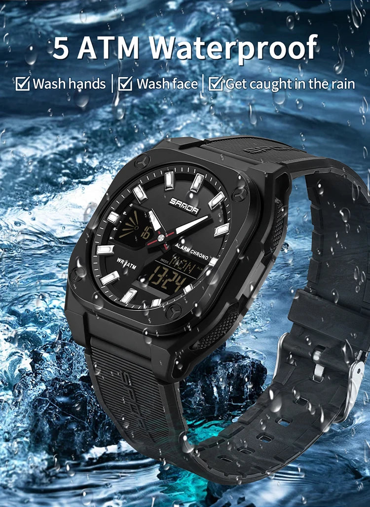 Reloj Digital Deportivo SANDA 6268 para Hombre Impermeable Multifunción