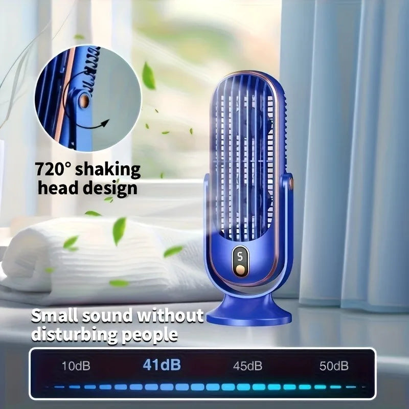 Ventilador de Aire Portátil con Motor Dual y 5 Velocidades 720°