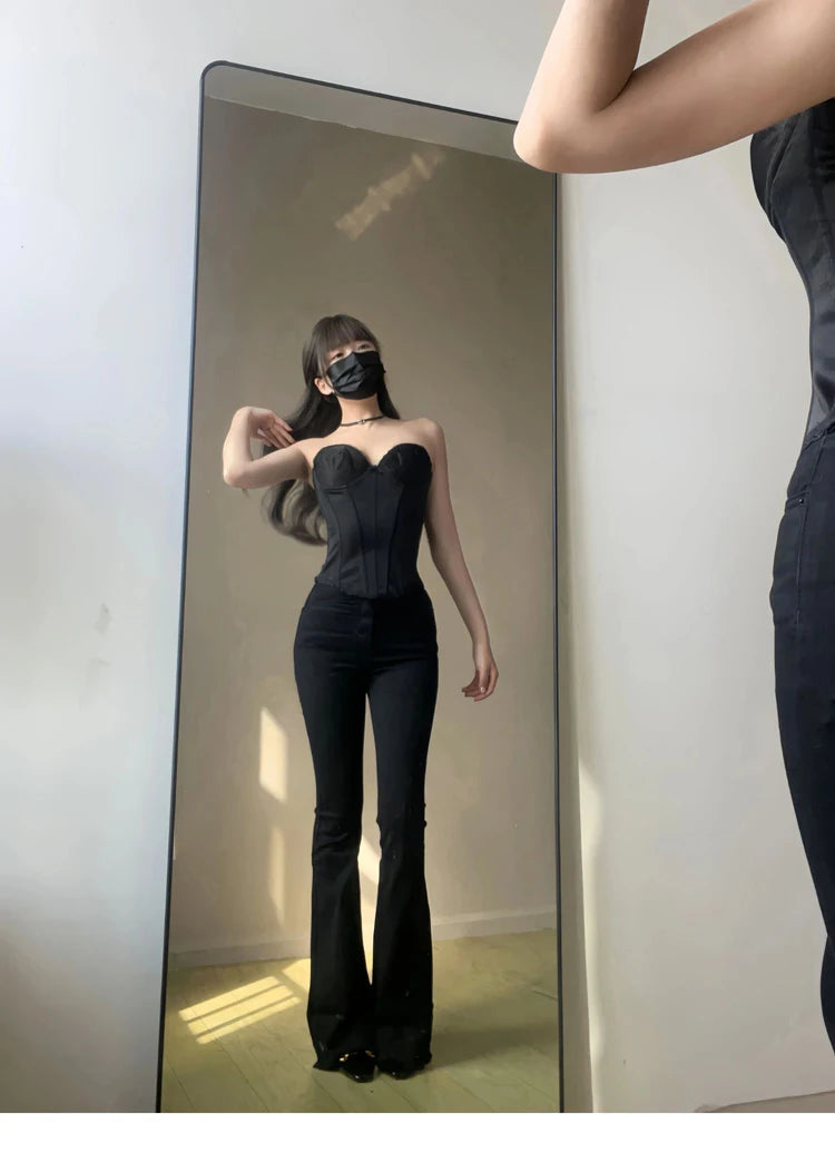 Pantalones Vaqueros Acampanados de Cintura Alta con Forro Polar para Mujer, Talla Grande