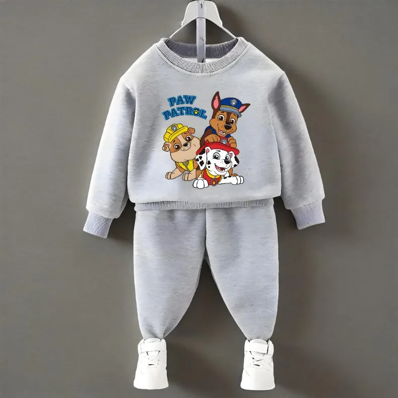 PAW Patrol primavera otoño niños jersey con cuello redondo y pantalón de chándal conjunto de dos piezas sudaderas con capucha casuales para niños conjuntos de ropa deportiva para niños traje