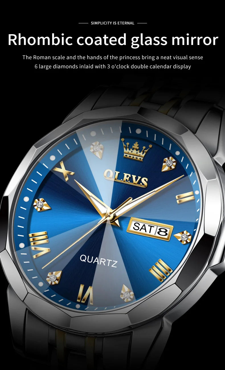 Reloj de Cuarzo OLEVS para Hombre con Acero Inox y Doble Calendario