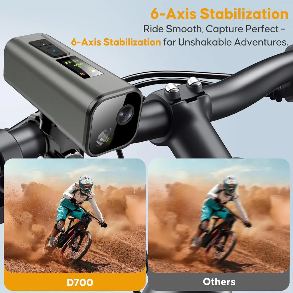 Cámara GPS 4K para bicicleta con faro, ordenador de ciclismo y velocímetro, acción deportiva DV, 64GB, Control por aplicación, resistente al agua IP65