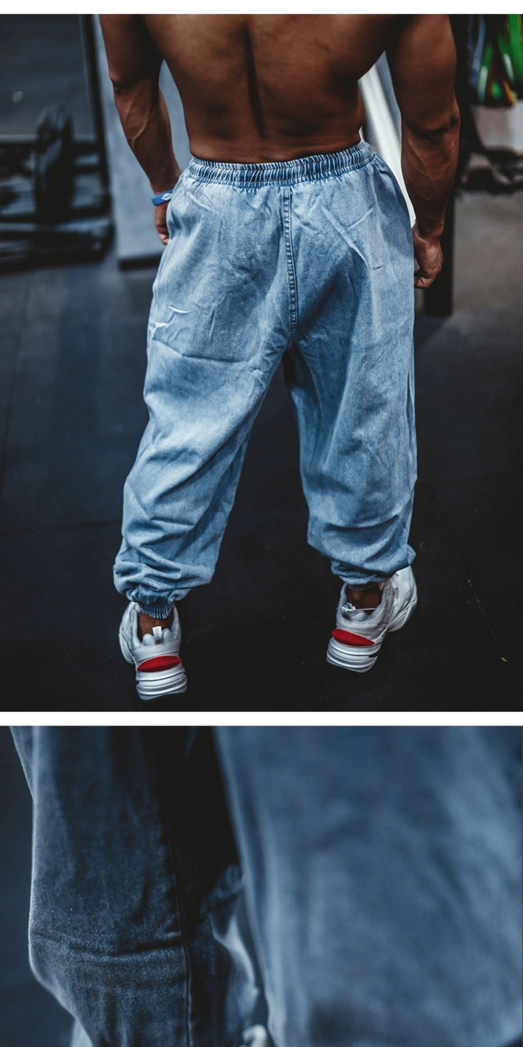 Pantalones Vaqueros Jogger Holgados para Hombre, Negro y Azul, Talla Grande