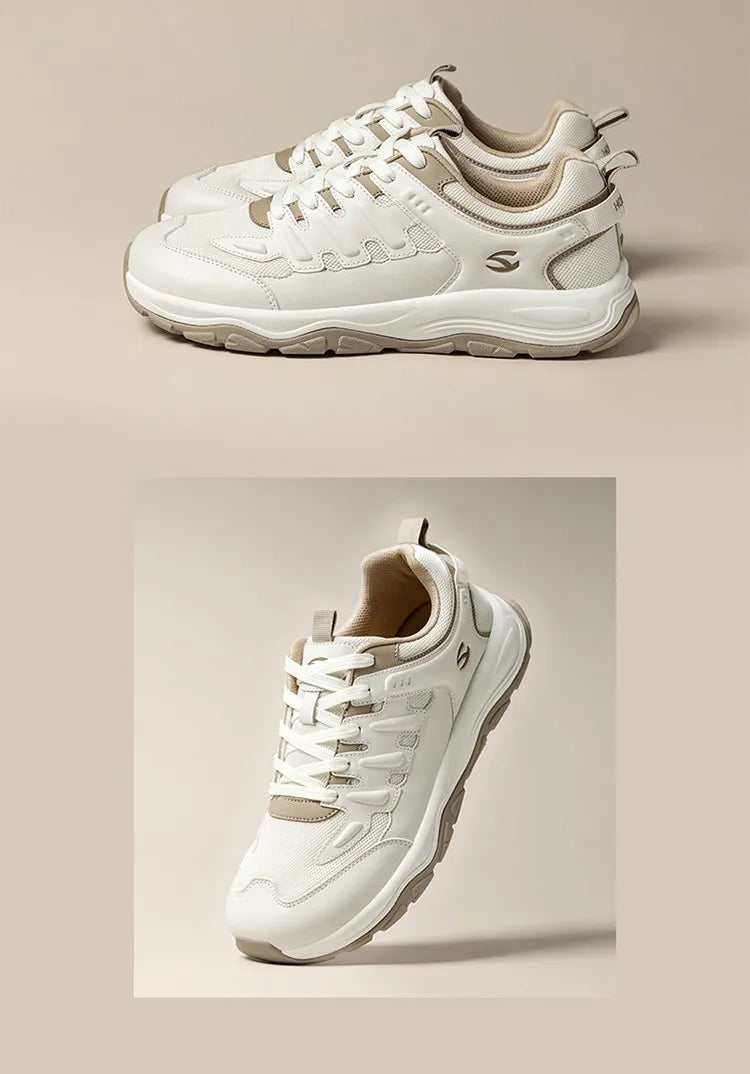 HOBIBEAR Zapatos para caminar unisex con punta ancha, zapatillas deportivas con cordones, para viajes al aire libre, de cuero artificial y malla, para correr