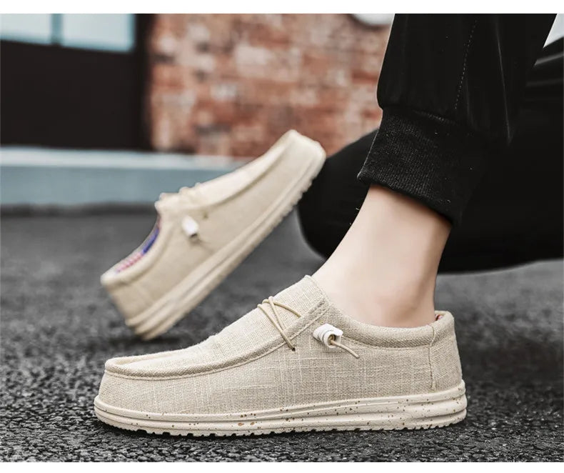 Zapatos informales de marca para hombre, zapatos de lona vaqueros a la moda, zapatos planos transpirables para caminar para hombre, zapatos ligeros de talla grande para exteriores, mocasines