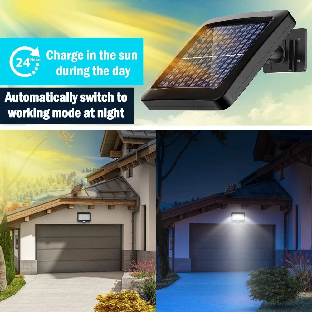 Luz Solar 56 LED Exterior con Sensor de Movimiento y Cable 5m