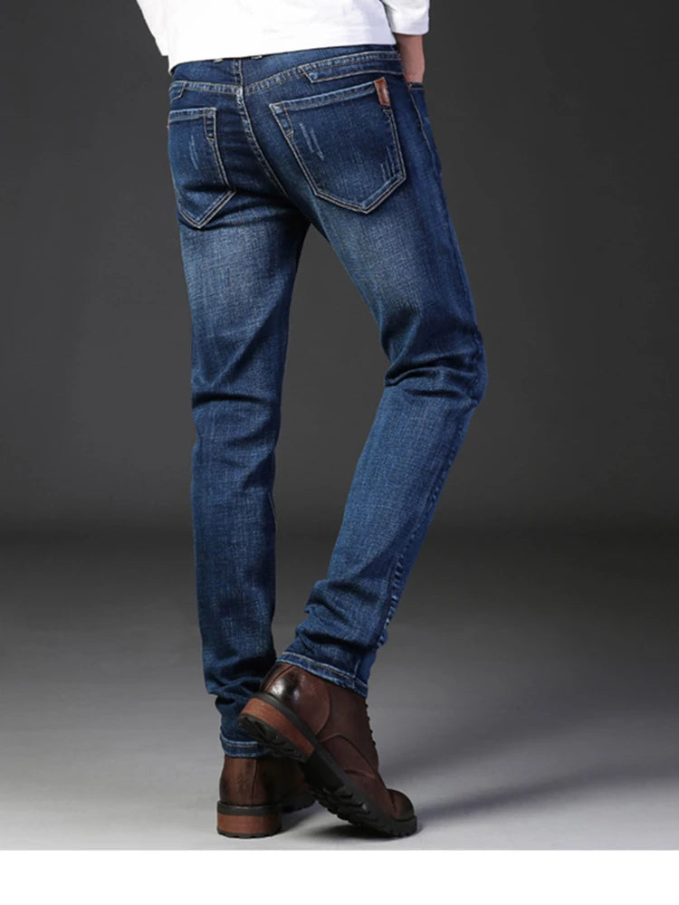 Pantalones Vaqueros Coreanos para Hombre, Elásticos, Ajuste Regular