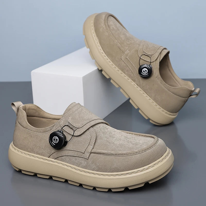 Mocasines para hombre con hebilla giratoria manos libres, transpirables y suela antideslizante