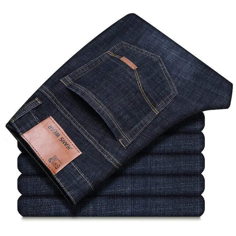 Pantalones Vaqueros Rectos para Hombre, Ajustados Elásticos, Negocios