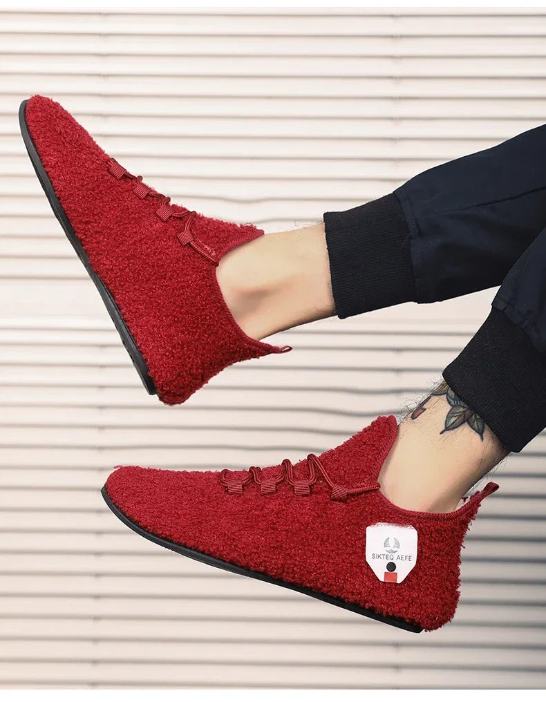 YRZL zapatos de algodón de invierno para hombre, zapatillas de invierno ligeras con cordones cálidos, mocasines de algodón para el hogar y el dormitorio de felpa, zapatos cálidos para hombre